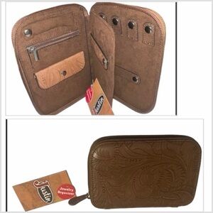 Justin Western Tool Brown Leather 
Jewelry Organizer Wallet NWT